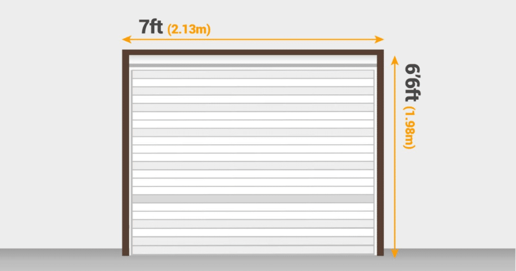 Standard garage door size illustration.